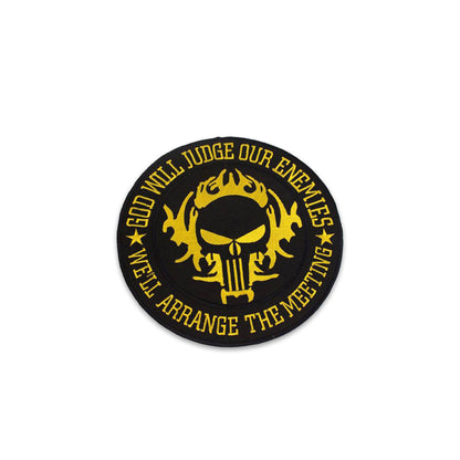 God Will Judge Our Enemies Yellow Round Center Patch - Motorcycle Biker Patch Veteran Patches