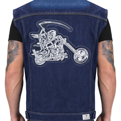 Grim Reaper on Motorcycle Center Patch - Motorcycle Biker Patch Veteran Patches