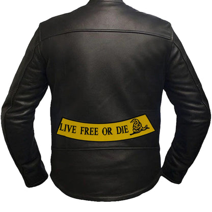 Live Free or Die Black on Yellow Rocker Patch - Embroidered Biker Patch for Vest Veteran Patches