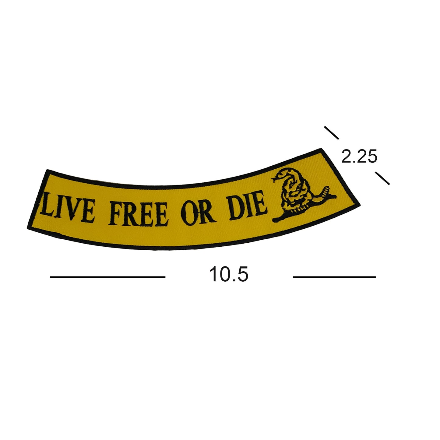 Live Free or Die Black on Yellow Rocker Patch - Embroidered Biker Patch for Vest Veteran Patches