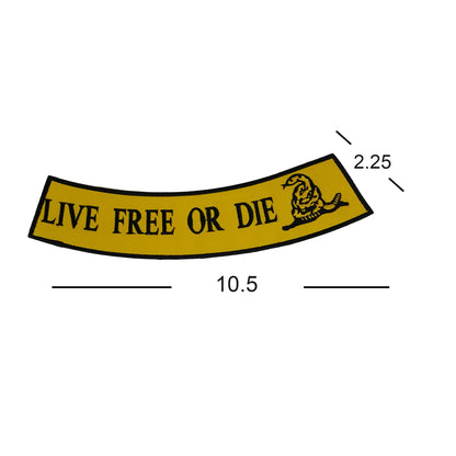 Live Free or Die Black on Yellow Rocker Patch - Embroidered Biker Patch for Vest Veteran Patches