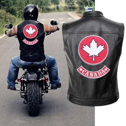 Maple Leaf Canda Center Bottom Back Patch for Biker Vest Veteran Patches