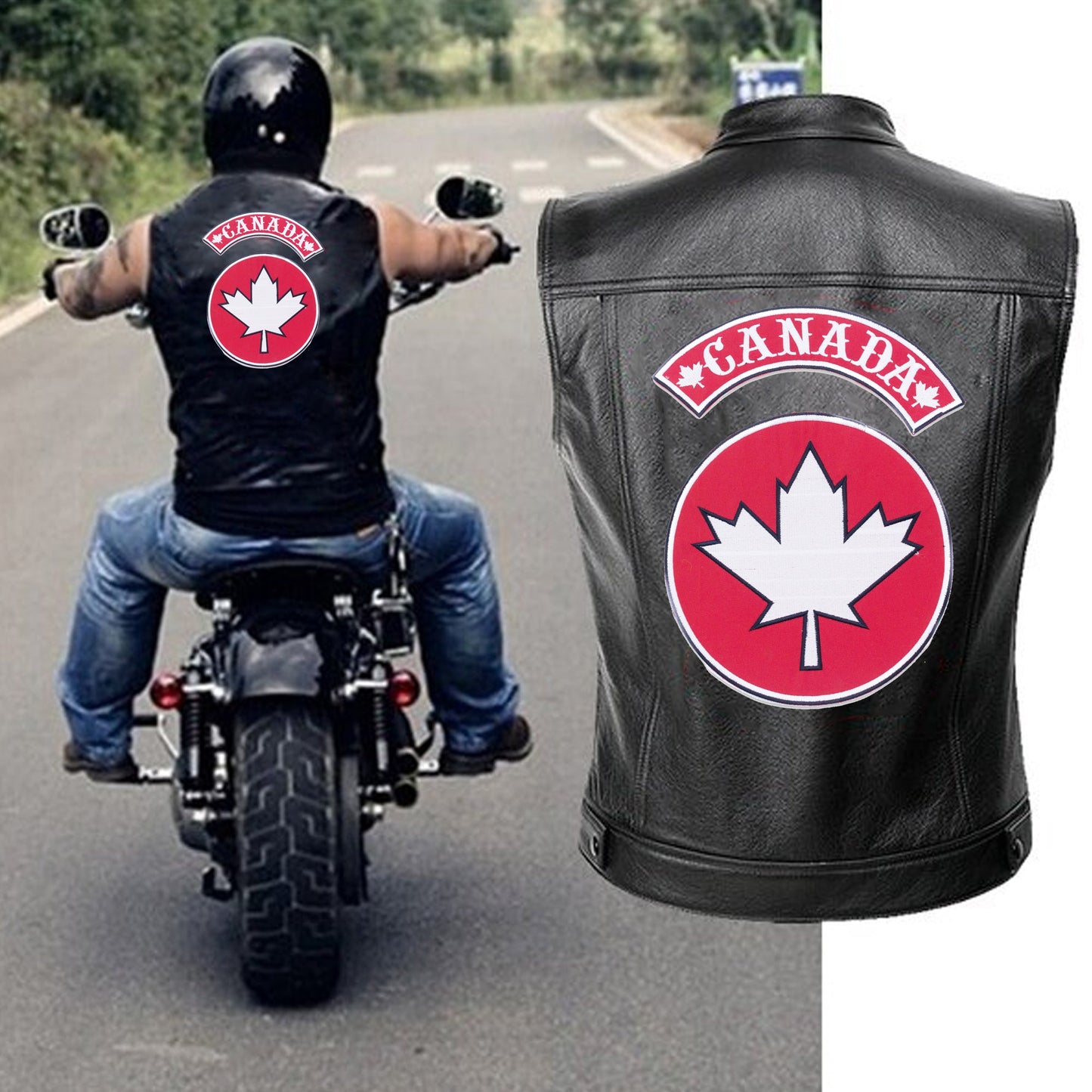 Maple Leaf Canda Center Top Back Patch for Biker Vest Veteran Patches
