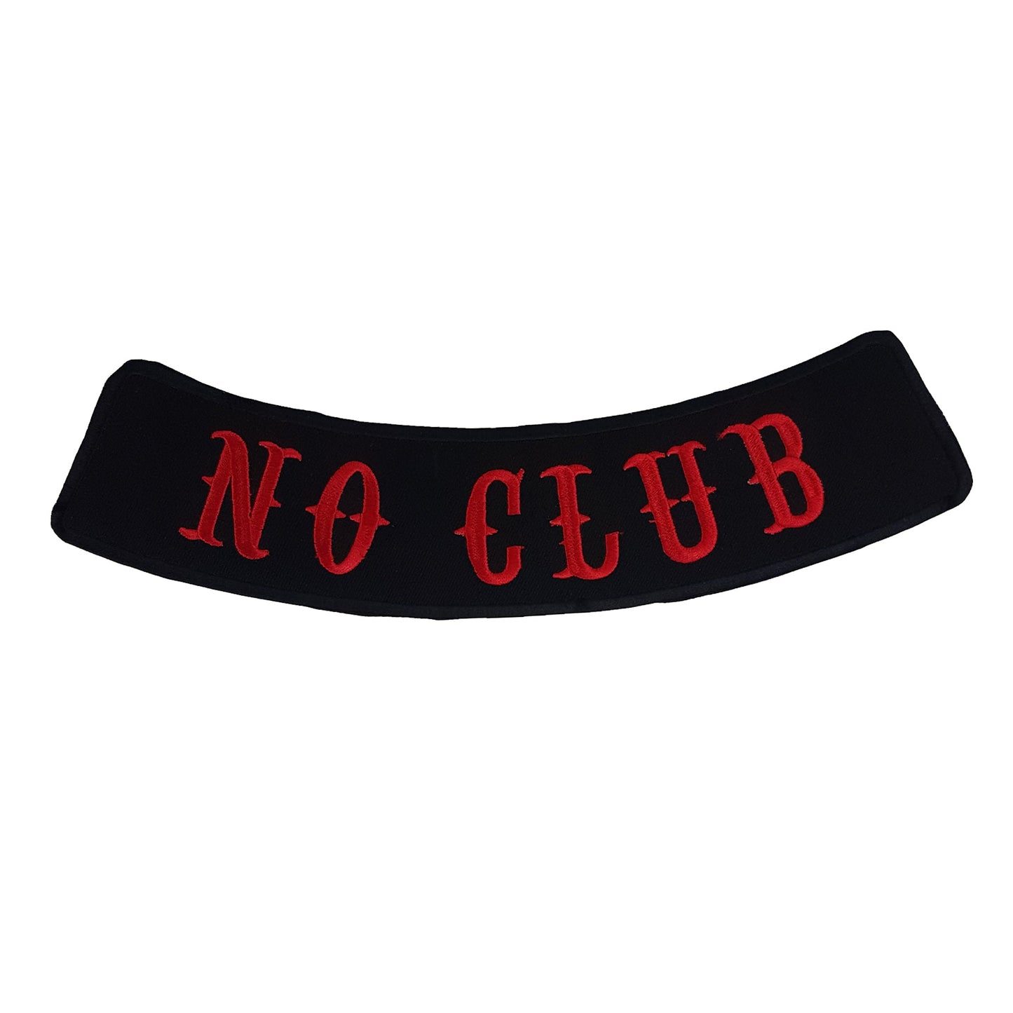 No Club Red Thin Font Rocker Patch - Embroidered Biker Patch for Vest Veteran Patches