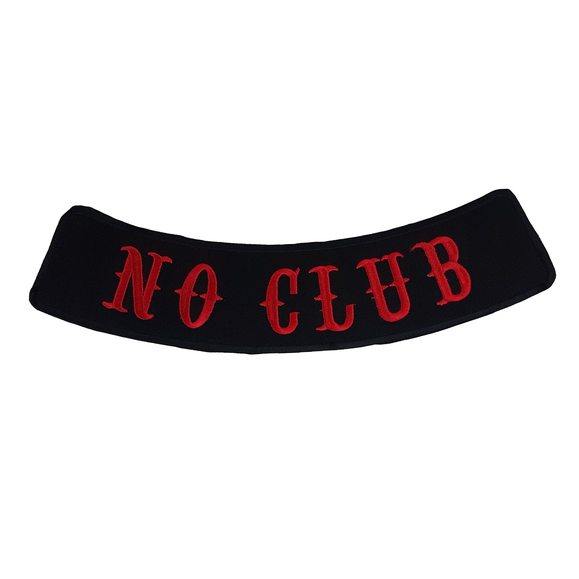 No Club Red Thin Font Rocker Patch - Embroidered Biker Patch for Vest Veteran Patches
