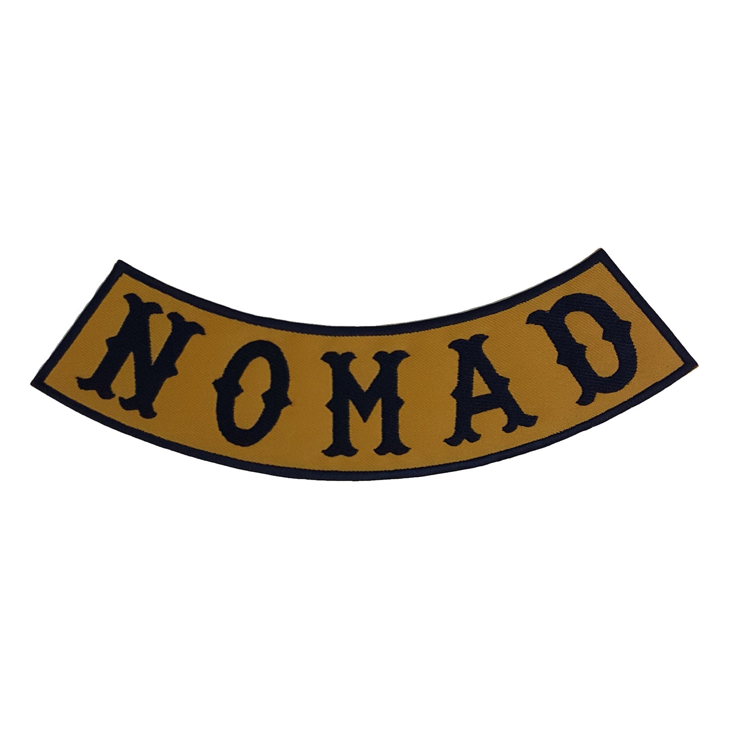 NOMAD Black on Tan Rocker Patch - Embroidered Biker Patch for Vest Veteran Patches