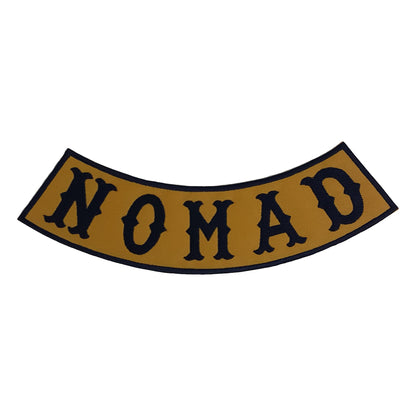 NOMAD Black on Tan Rocker Patch - Embroidered Biker Patch for Vest Veteran Patches