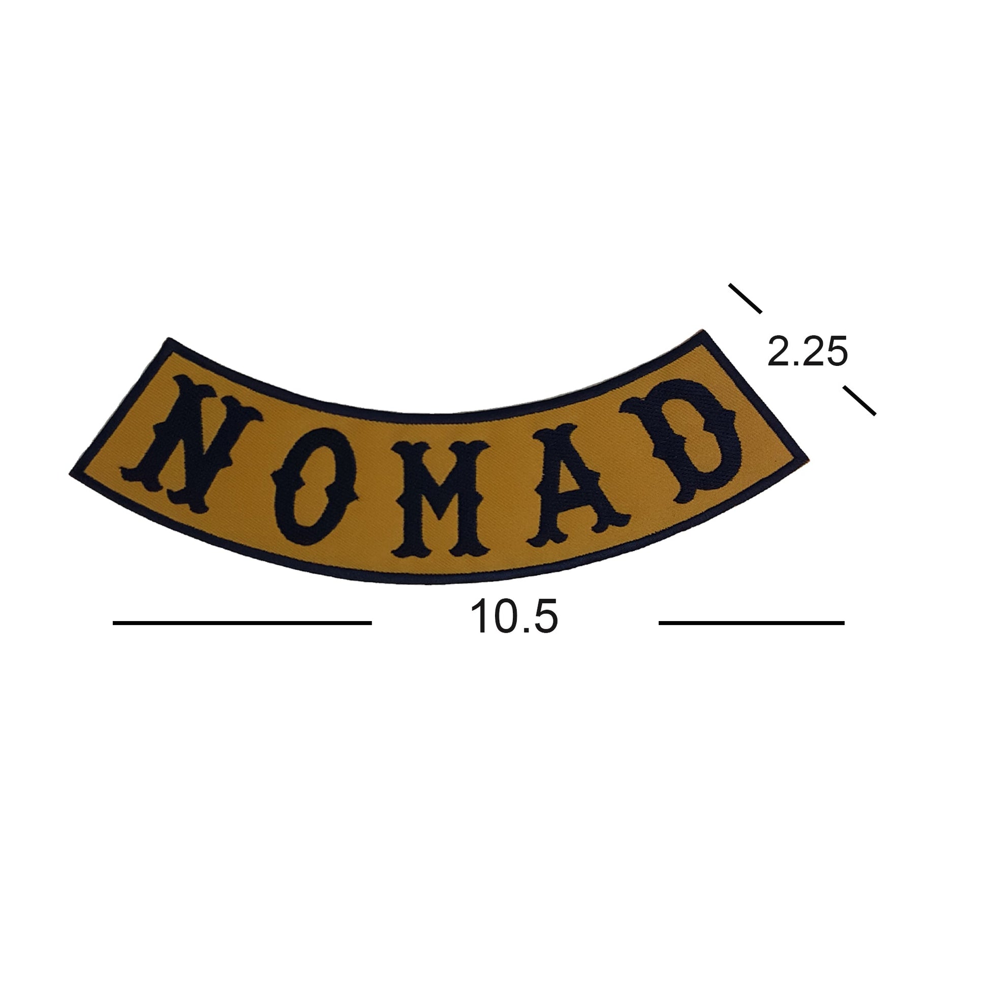 NOMAD Black on Tan Rocker Patch - Embroidered Biker Patch for Vest Veteran Patches