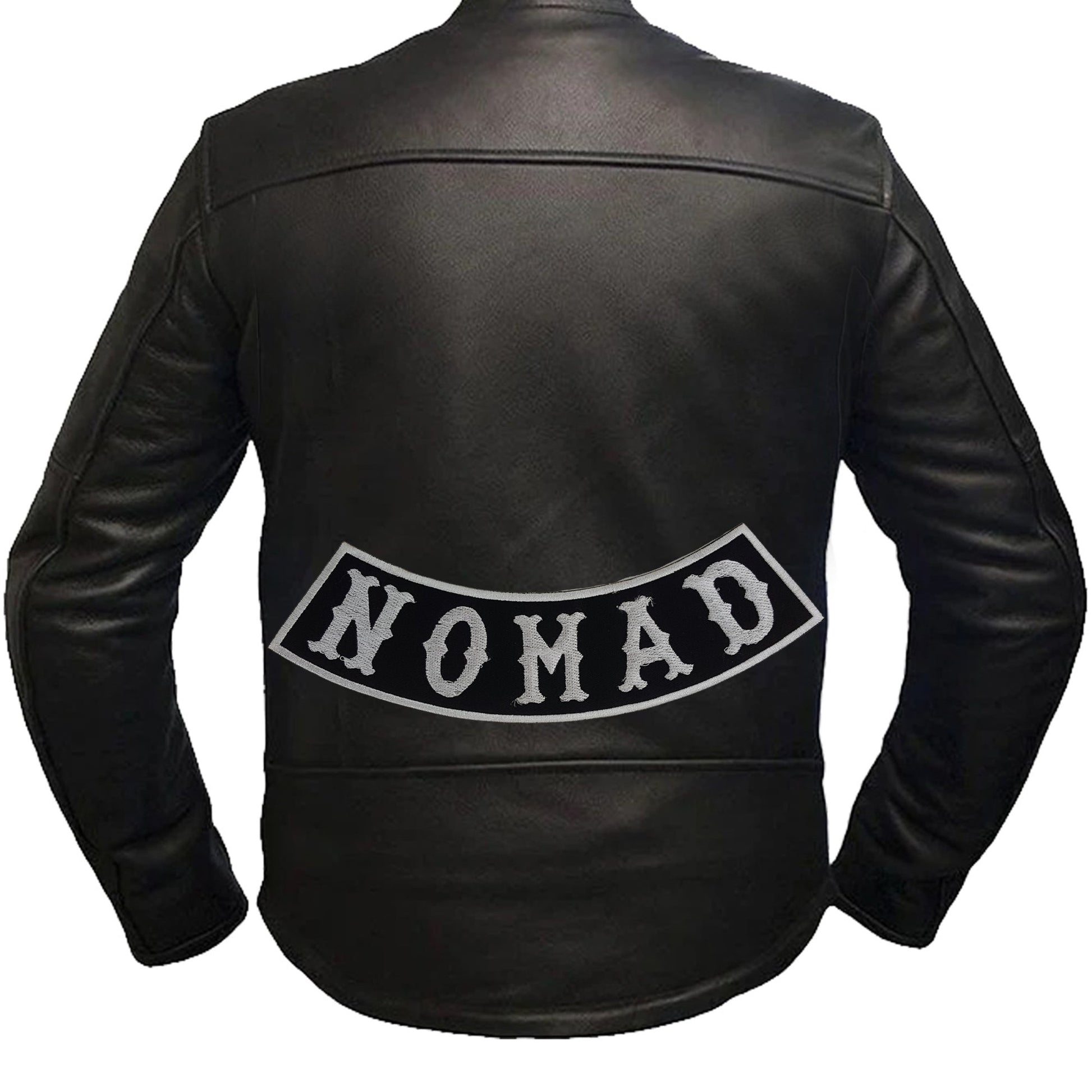 Nomad Bold White Border Rocker Patch - Embroidered Biker Patch for Vest Veteran Patches