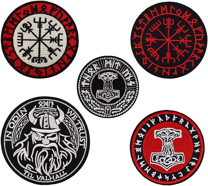 Norse Viking Compass Rune Patch - Iron On Embroidered Veteran Patches