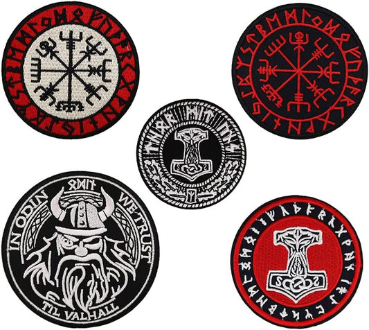 Norse Viking Compass Rune Patch - Iron On Embroidered Veteran Patches
