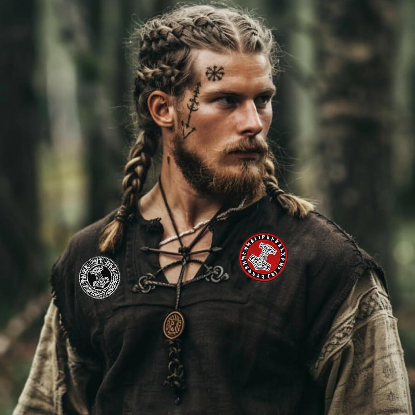 Norse Viking Compass Rune Patch - Iron On Embroidered Veteran Patches