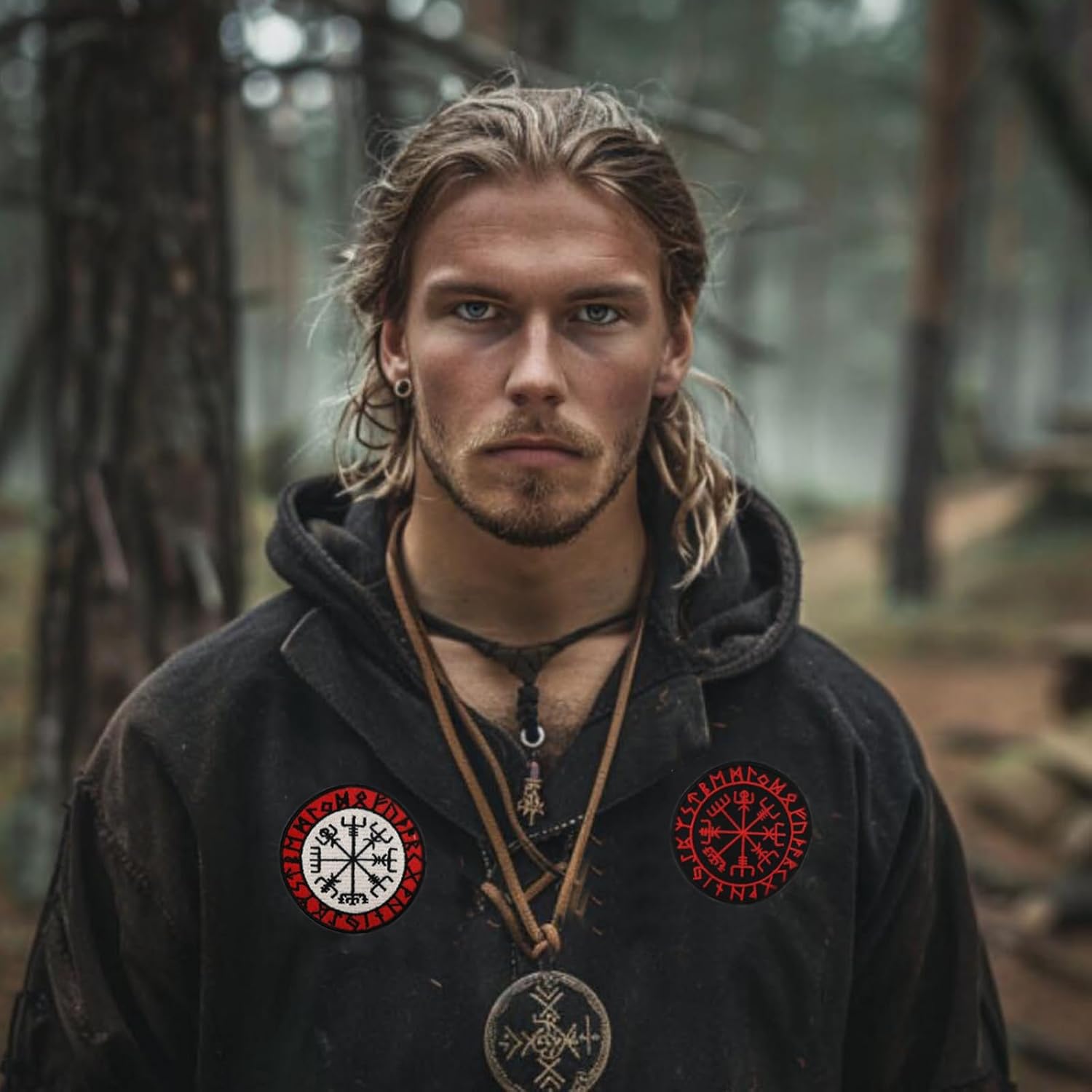 Norse Viking Compass Rune Patch - Iron On Embroidered Veteran Patches