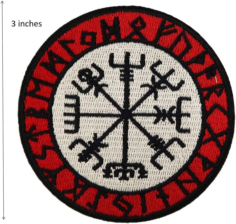 Norse Viking Compass Rune Patch - Iron On Embroidered Veteran Patches