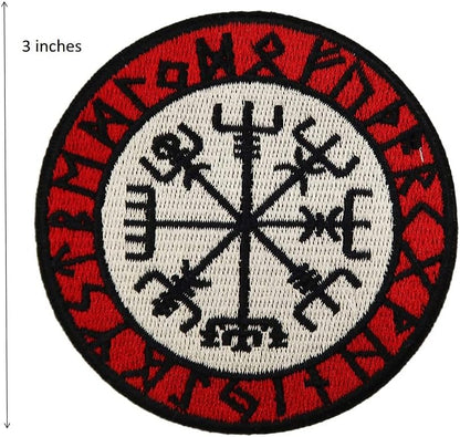 Norse Viking Compass Rune Patch - Iron On Embroidered Veteran Patches