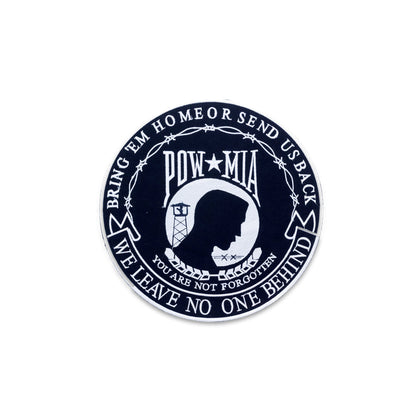 POW MIA we Leave on One Behind Black Round Center Patch - Motorcycle Biker Patch Veteran Patches