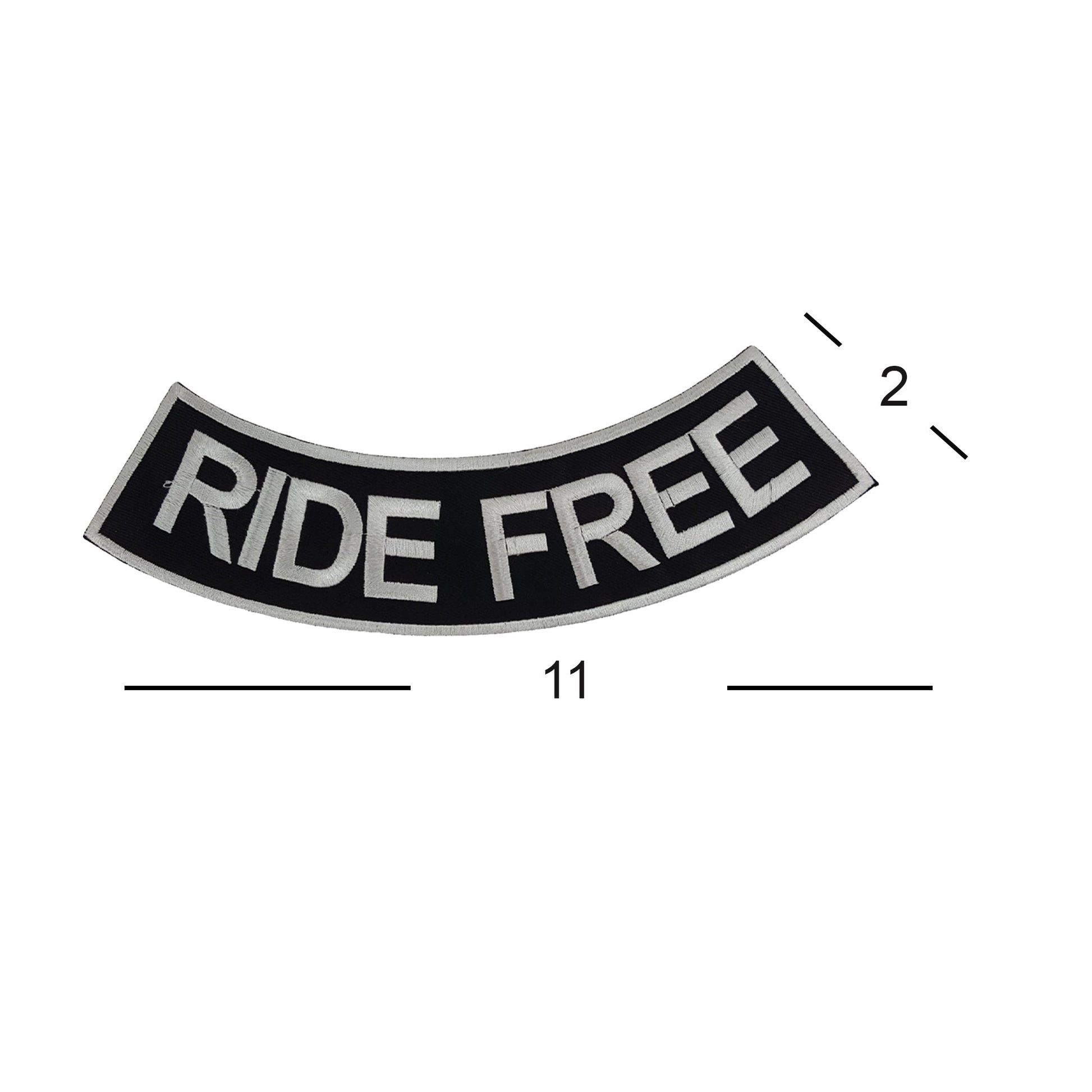 Ride Free Bold White Rocker Patch - Embroidered Biker Patch for Vest Veteran Patches