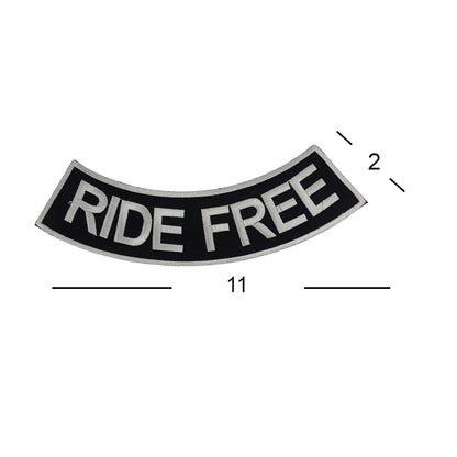 Ride Free Bold White Rocker Patch - Embroidered Biker Patch for Vest Veteran Patches