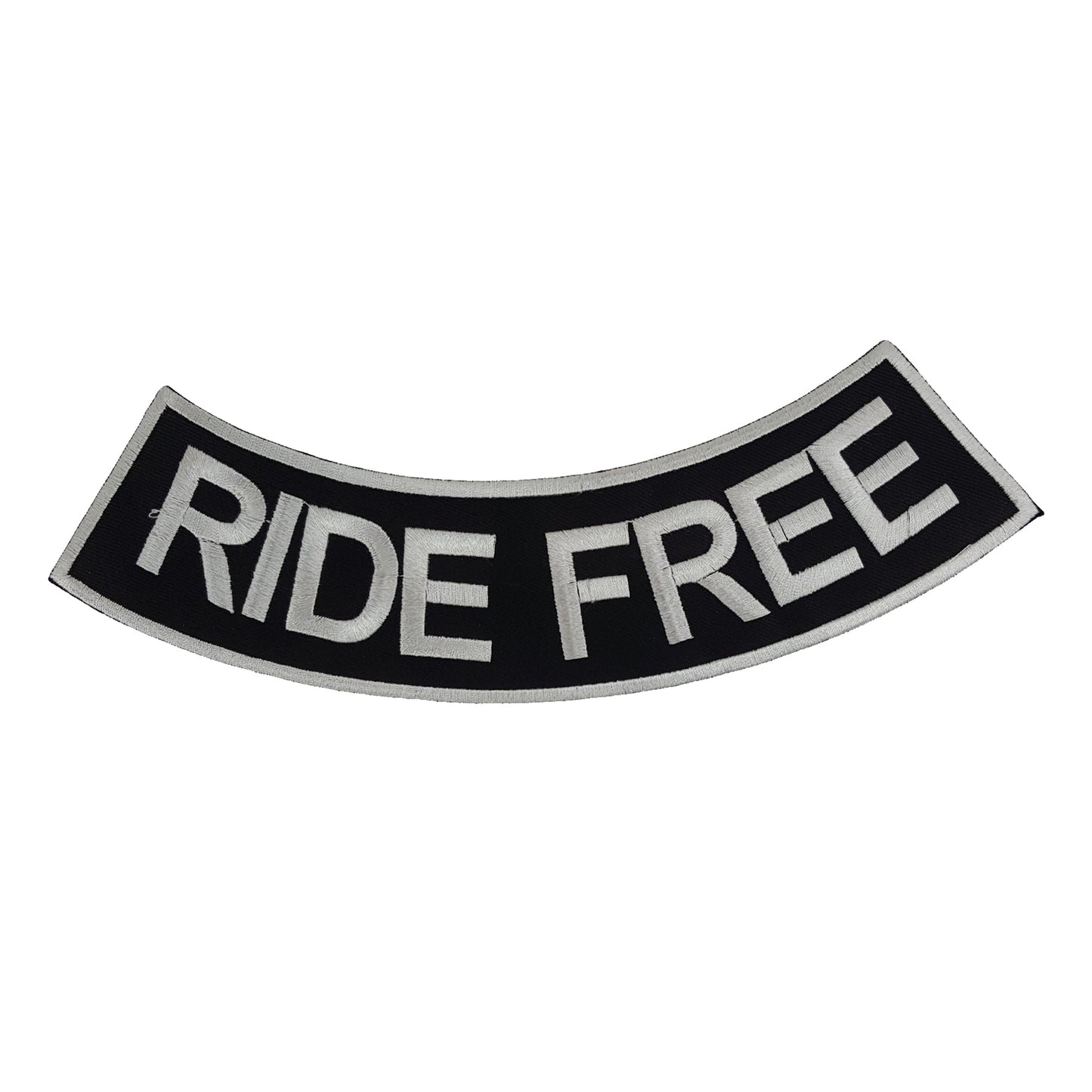 Ride Free Bold White Rocker Patch - Embroidered Biker Patch for Vest Veteran Patches