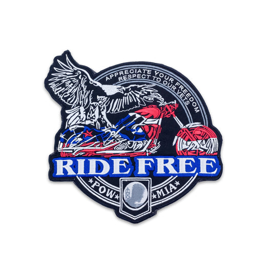 Ride Free Pow Mia Eagle Flag Round Center Patch - Motorcycle Biker Patch Veteran Patches