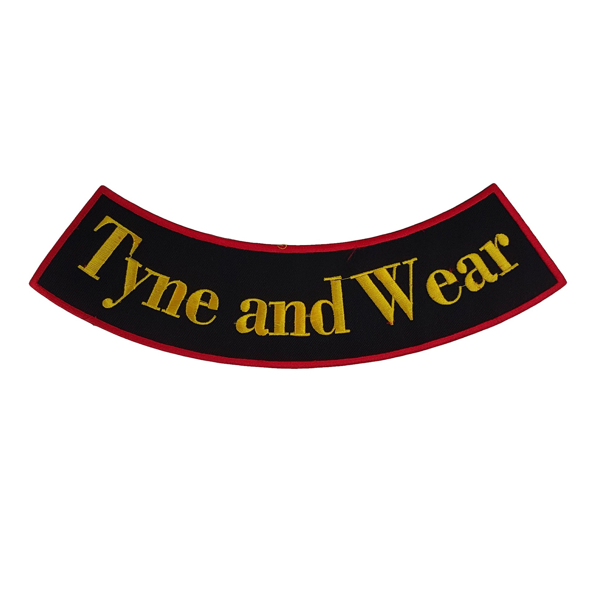 Tyne and Wear Yellow Red Border Rocker Patch - Embroidered Biker Patch for Vest Veteran Patches