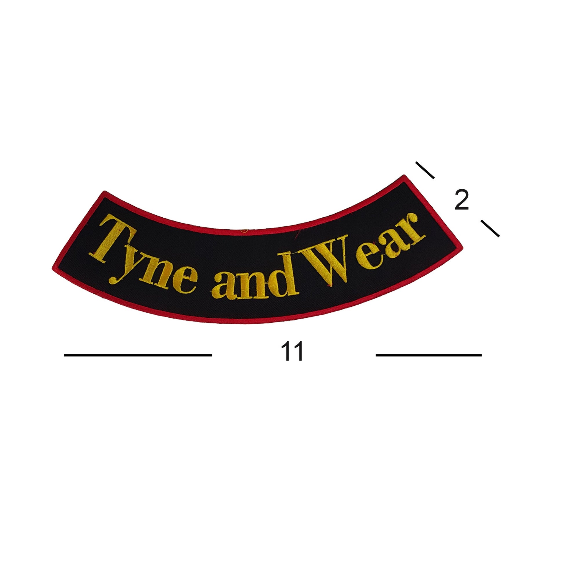 Tyne and Wear Yellow Red Border Rocker Patch - Embroidered Biker Patch for Vest Veteran Patches