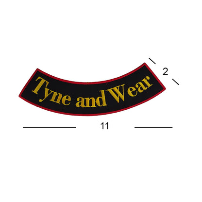 Tyne and Wear Yellow Red Border Rocker Patch - Embroidered Biker Patch for Vest Veteran Patches