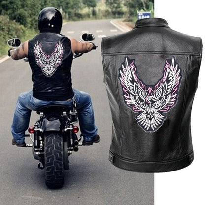 Unique Flamed Eagle Vest Patch Round Center Patch - Motorcycle Biker Patch Veteran Patches