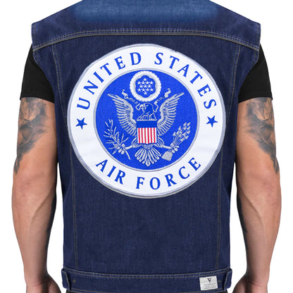 United states Air Force Blue on White Round Military Center Patch - Veteran Biker Patch Veteran Patches