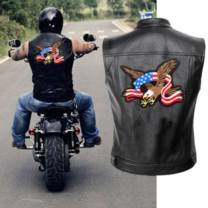 US Flag Banner Screaming Eagle Center Patch - Motorcycle Biker Patch Veteran Patches