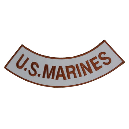 U.S. Marines Copper on White Military Rocker Patch - Veteran Biker Patch Veteran Patches