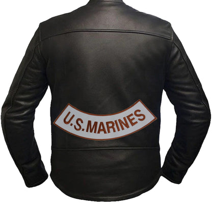 U.S. Marines Copper on White Military Rocker Patch - Veteran Biker Patch Veteran Patches