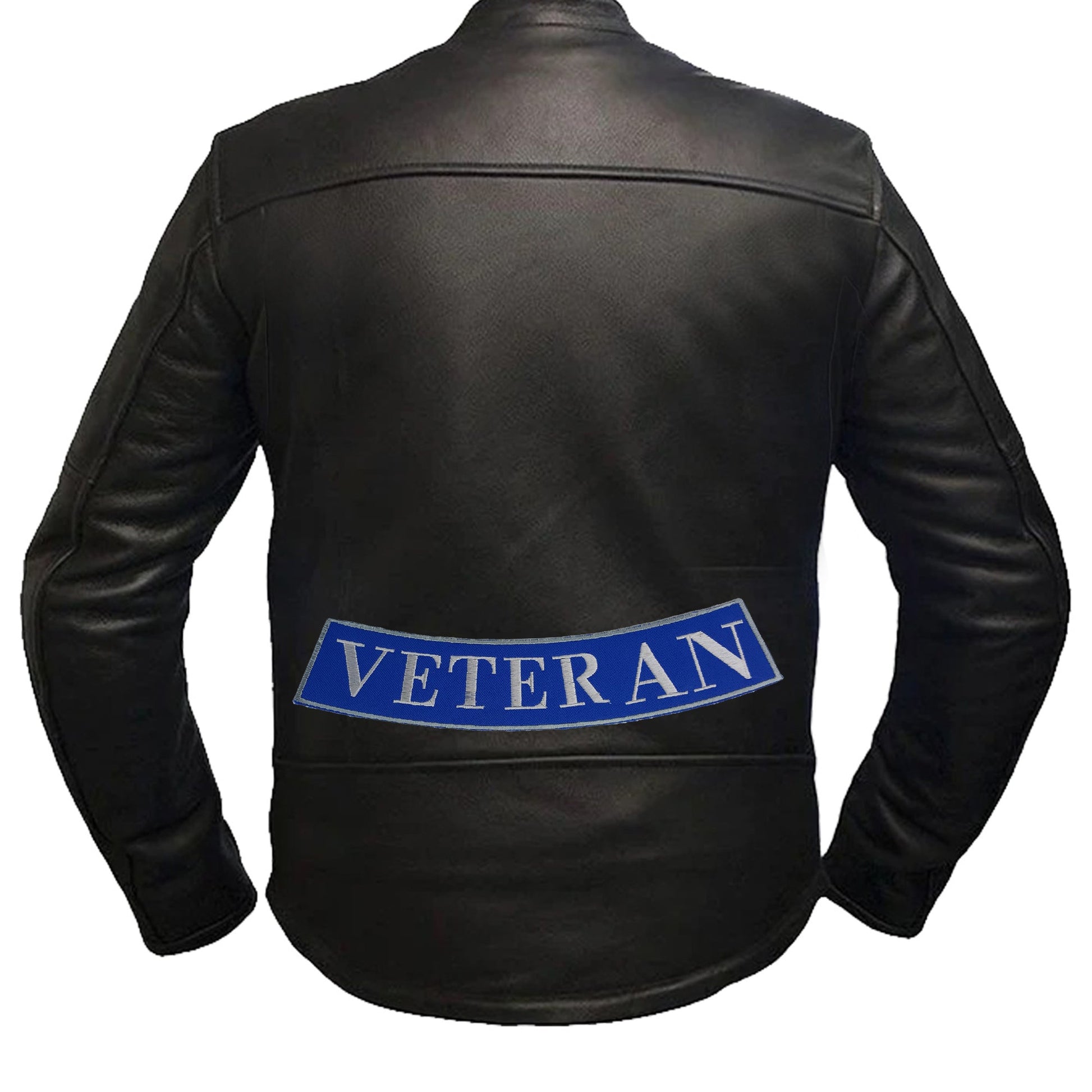 Veteran Sliver on Blue Border Military Rocker Patch - Veteran Biker Patch Veteran Patches