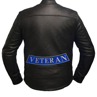 Veteran Sliver on Blue Border Military Rocker Patch - Veteran Biker Patch Veteran Patches