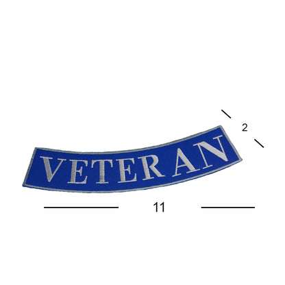 Veteran Sliver on Blue Border Military Rocker Patch - Veteran Biker Patch Veteran Patches
