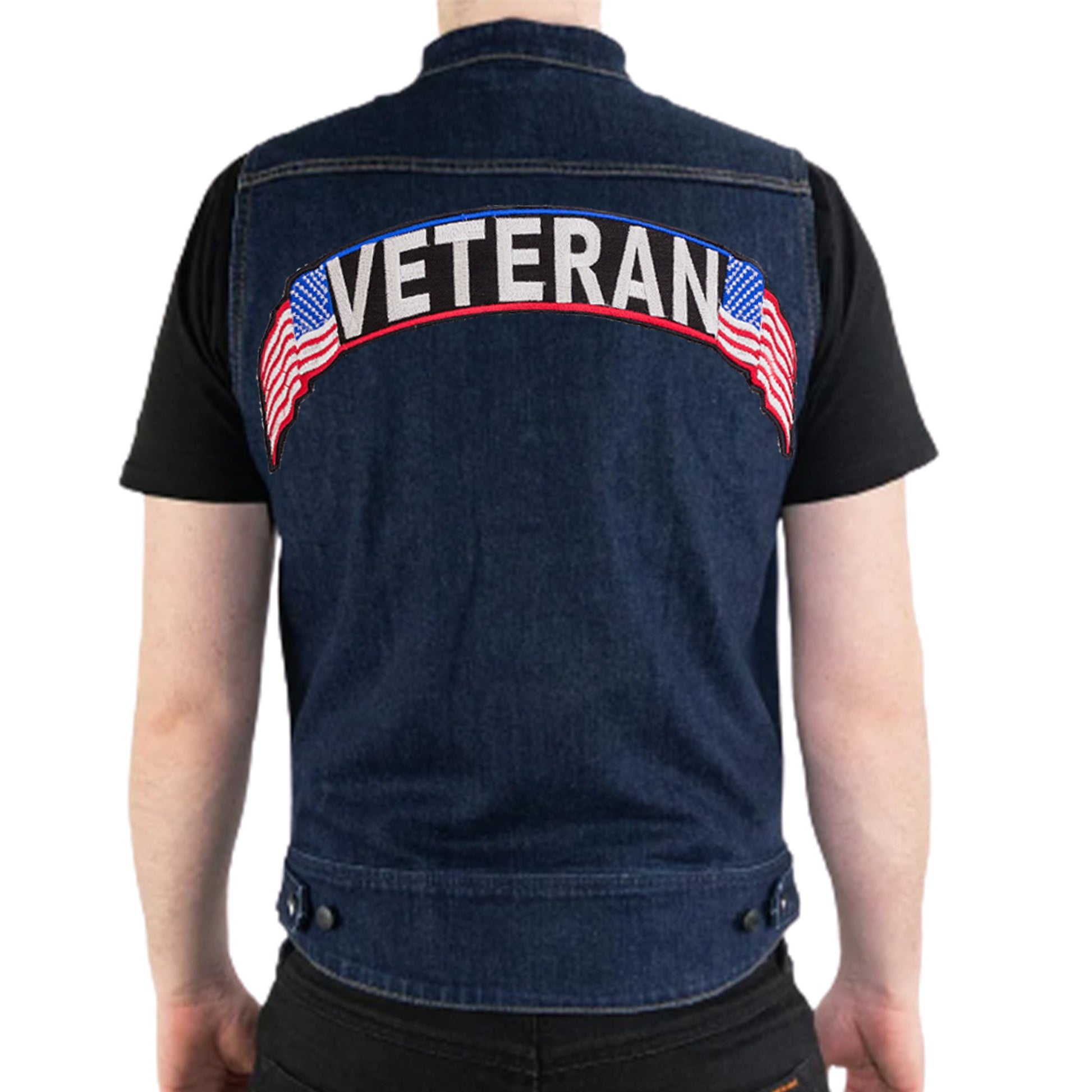 Veteran US Flag Military Rocker Patch - Veteran Biker Patch Veteran Patches