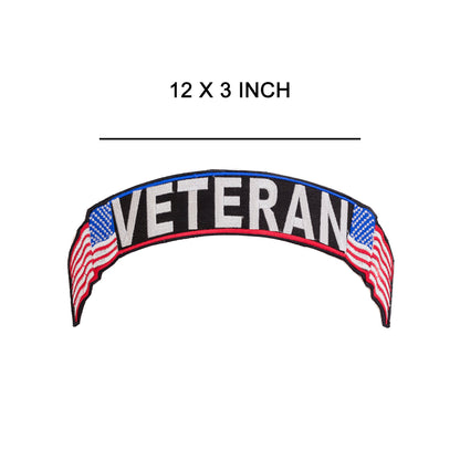 Veteran US Flag Military Rocker Patch - Veteran Biker Patch Veteran Patches