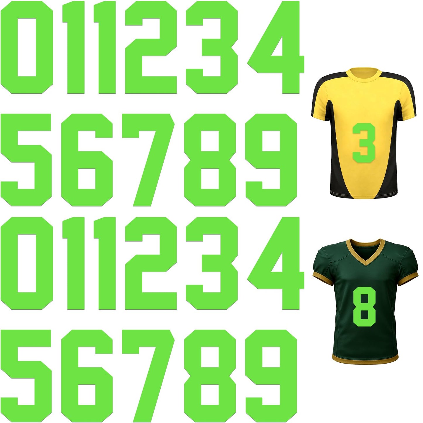 Zonon 22 Pcs Iron On Numbers 0 - 9 - Black White 8" Veteran Patches