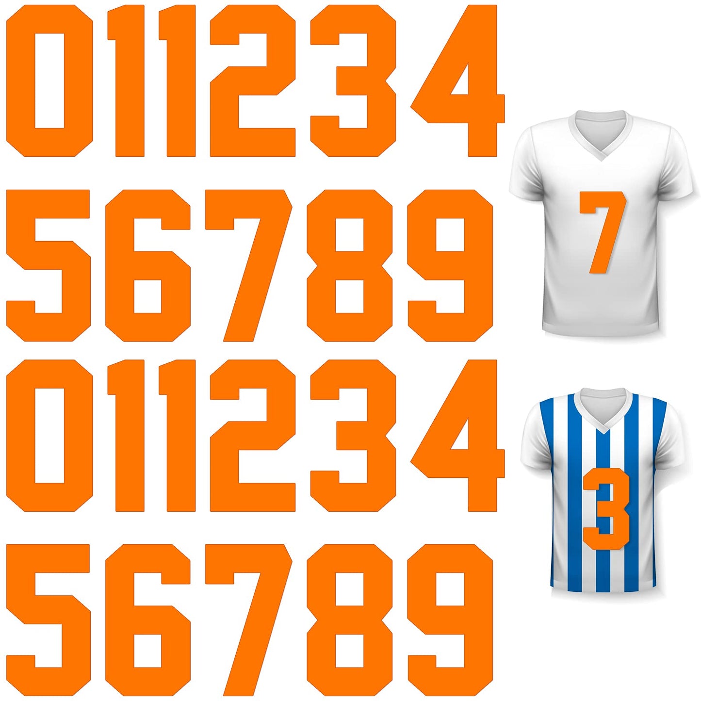 Zonon 22 Pcs Iron On Numbers 0 - 9 - Black White 8" Veteran Patches