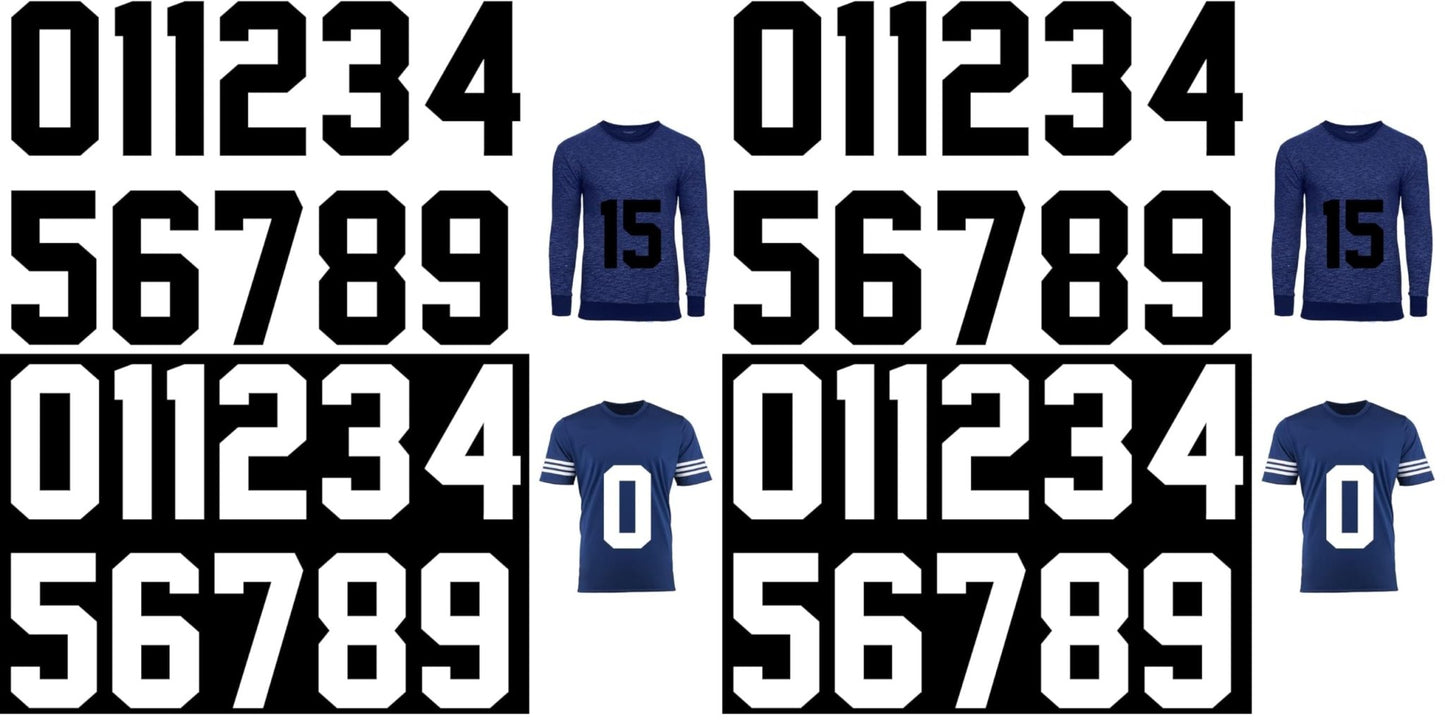 Zonon 22 Pcs Iron On Numbers 0 - 9 - Black White 8" Veteran Patches