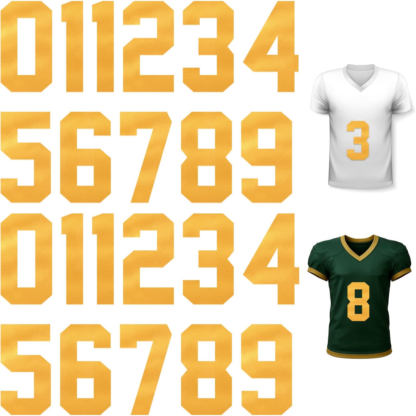 Zonon 22 Pcs Iron On Numbers 0 - 9 - Black White 8" Veteran Patches