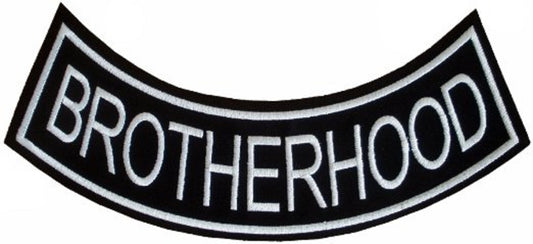 Brotherhood White Border Rocker Patch - Embroidered Biker Patch for Vest