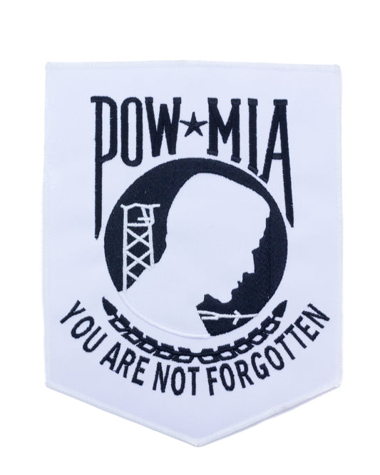 POW MIA White on Black Center Patch - Motorcycle Biker Patch