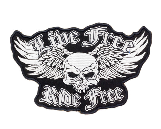 Live Free Ride Free Skull Center Patch - Motorcycle Biker Patch