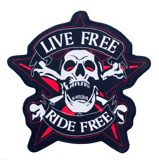 Skull Cross Bone Live Free Ride Free Center Patch - Motorcycle Biker Patch