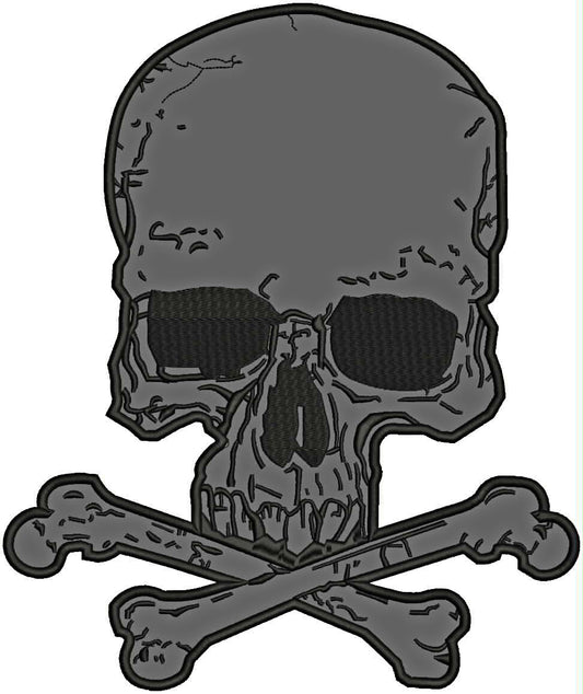 Skull on Reflective Center Patch - Motorcycle Biker Patch