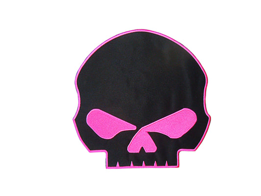 Half Skull Pink on Black Center Patch - Motorcycle Biker Patch
