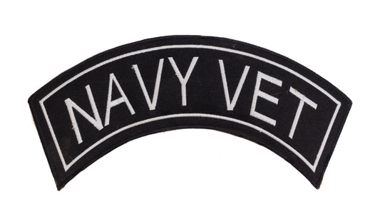 Navy Vet White Border Military Rocker Patch - Veteran Biker Patch