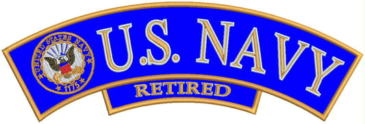 US Navy Retired Yellow Military Rocker Patch - Veteran Biker Patch