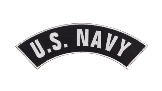 U.S. Navy Bold Font White Border Military Rocker Patch - Veteran Biker Patch